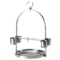 Perchoir pour perroquet en acier inoxydable, 4 coupelles, base ronde, option suspendue, support portable pour oiseaux/cage
