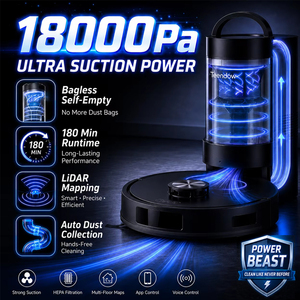 Robot Aspirador con Succión de 18000 Pa, Líder en la Industria, D16S MAX, Estación de Autovaciado, Sin Bolsa, Robot de Limpieza Inteligente - Product Image 1