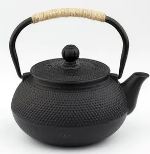 Bouilloire noire en fonte Portable 600 ML théière émail traditionnel chinois théière à bulles pour la maison