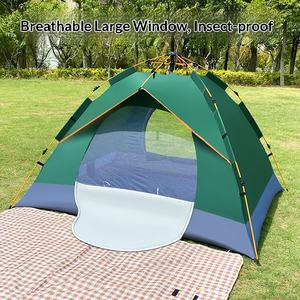 אוהל קמפינג עבה לארבע עונות, אוטומטי לחלוטין, דו-שכבתי, מבד אוקספורד, עמיד למים, איכותי, ל-3-4 אנשים - Product Image 2