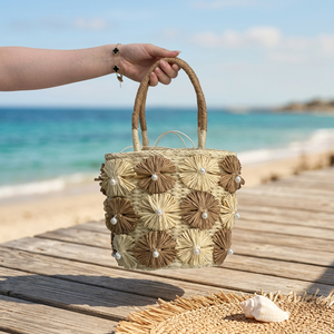 Sac tissé beige Luminos Butik avec applique florale CNT1163-CNT1163-Beige - Product Image 3
