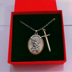 Mecrt Best-Selling <strong>St</strong> <strong>Michael</strong> Religious Alloy <strong>Necklace</strong> Fashionable Man's Jewelry Pendant - Product Image 3