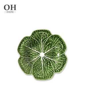 Plato de Cena de Cerámica Verde Vintage, Plato de Porcelana para Ensalada y Postre, Juego de Platos con Relieve para Bodas, Plato para Vegetarianos - Product Image 3