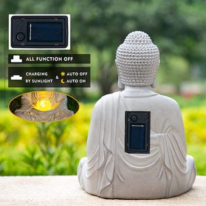 Tượng Phật thiền bằng nhựa polyresin, tượng ngoài trời cỡ lớn có đèn năng lượng mặt trời - Product Image 3