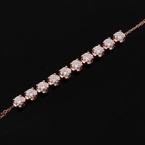 Diamonda Aternative DEF Color 3,5 MM Ronda Brillante Corte Laboratorio Diamante HPHT Pulsera Oro Rosa 18K Tenis - Product Image 4