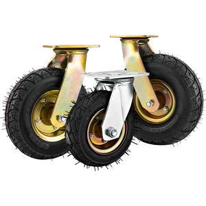 6 "8" 10 "Roulettes pneumatiques en caoutchouc robustes Pneus gonflables pivotants absorbant les chocs Bande de roulement antidérapante pour chariots de construction - Product Image 5