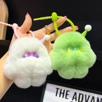Porte-clés Monstre Moelleux Personnalisé Pompon Breloque de Sac Mignon avec Grands Yeux en Peluche et Sangle en Silicone, Vente en Gros Direct Usine