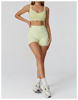 Ensemble de yoga sportif tendance à manches longues avec logos personnalisés, soutien-gorge intégré, séchage rapide, pantalon de sport ajusté, réversible, grandes tailles