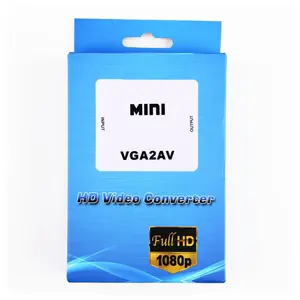 อะแดปเตอร์แปลง VGA ไปยัง AV มินิ VGA2AV กับ VGA เสียง3.5มม. เป็น AV สำหรับพีซีไปยังทีวีคอมพิวเตอร์ทีวี HD