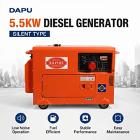 Générateur diesel silencieux 5500W, 5,5kW, démarrage 220V/380V, générateur diesel insonorisé portable pour l'alimentation de secours à domicile, prêt à être expédié
