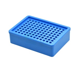 Estante para tubos de ensayo, caja de almacenamiento de laboratorio de plástico azul de 96 pozos para tubos de ensayo y tubos de centrífuga - Product Image 3