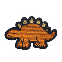 Patch brodé personnalisé dinosaure à sequins, applique animale de dessin animé, badge en feutre thermocollant ou à coudre pour vêtements d'enfants, sacs et chapeaux