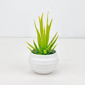 Mini Artificial Aloe Potted Plant White Wave Pot Succulent Small Simulation Greenery Office Desk Home Decor - Product Image 3
