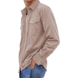 เสื้อแจ็คเก็ตผ้าลูกฟูกแขนยาวติดกระดุมสำหรับผู้ชาย FOXA พร้อมกระเป๋าแบบมีฝาปิด สวมใส่สบายๆ - Product Image 2