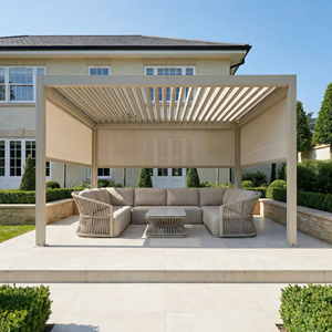 Pérgola de Aluminio Resistente al Viento Fuerte con Postes de Soporte Reforzados - Product Image 5