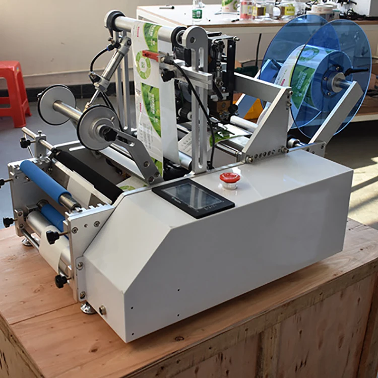 Kosmetische Nahrungsmittel-Juice Manual Bottle Labeler Semi-Selbstaufkleber-Rollen-Maschine in der kleinen Werkstatt 11