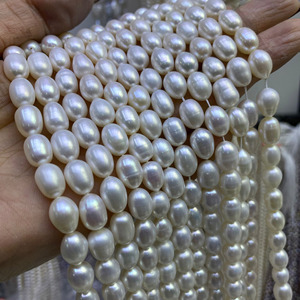 Collar de Perlas de Arroz de Agua Dulce Naturales de 8-9 mm, Joyería Semielaborada Hecha a Mano, Accesorio de Bricolaje, Perlas Sueltas - Product Image 1