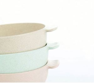 Ensemble de vaisselle en paille de blé avec tasse à bec verseur et poignée, vaisselle biodégradable pour enfants et couverts - Product Image 2