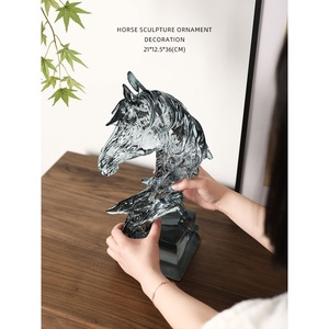Escultura de Cabeza de Caballo de Resina con Textura de Cristal, Modelo Mi Yu 2026, Estilo Chino Moderno, para Sala de Estar, Entrada, Regalo de Inauguración - Product Image 4