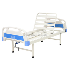 I Care 2-Function Manual Hospital <b>Bed</b> with ABS <b>Bed</b> Ends, Foldable <b>Side</b> <b>Rails</b>, Overbed Table, and 4 Lockable Casters - Product Image 1