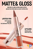 Kit de Rouge à Lèvres Double Embout et Crayon à Lèvres Vegan Crémeux, Gloss et Crayon à Lèvres Haut de Gamme, Marque Privée