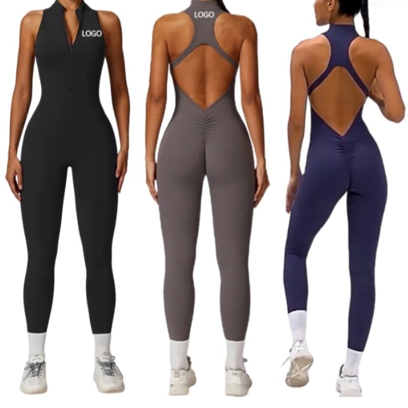 2025 Rimeta New Product Selling U-Shaped Hollow Back Curved Structured Lines Girls Bodysuit Women's Jumpsuit Playsuits For Women