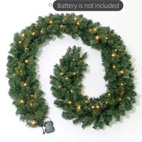 Guirlande de Noël artificielle verte dense et chiffrée HLC ODM avec 50 lumières LED, couronne de sapin pour la décoration de cheminée, escalier et fenêtre