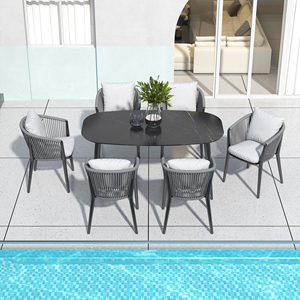 Juego de Mesa de Comedor de Alta Gama para Patio, Muebles de Exterior de Lujo para Restaurante, Terraza, Juego de Mesa y Sillas para Comedor de Exterior Resistente a la Intemperie - Product Image 1