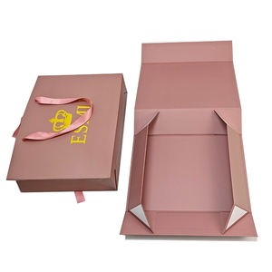 بشعار مخصص فاخر وردي ممغنط قابل للطي صندوق تعبئة 2 سماكة مواد معاد تدويرها للأحذية والملابس الشحن - Product Image 5