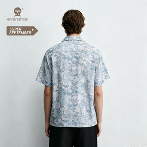 <span class=keywords><strong>Camicia</strong></span> da Uomo con Motivo Paesaggistico 130cm Blu Bianco Stile Cubano per Estate e Spiaggia - Product Image 5