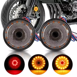 Feux arrière de moto à LED ambre rouge ronds de 12 V, feux de position latéraux, feux de brouillard arrière pour camion <span class=keywords><strong>remorque</strong></span> - Product Image 5