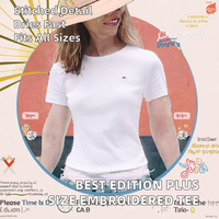 Meilleure édition – T-shirts décontractés brodés pour femmes, coupe ajustée, grandes tailles, en Robex/Suplex, col rond, manches longues, respirants, anti-plis, 100 % coton