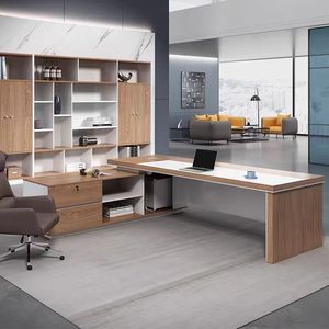 Escritorio de Oficina Moderno Minimalista, Color Madera, Combinación Libre, Juego de Escritorio Ejecutivo para Gerente/CEO - Product Image 1