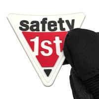 Badge personnalisable en PVC 3D en caoutchouc avec logo Safety 1st, prêt à être expédié, idéal pour vestes ou sacs à dos