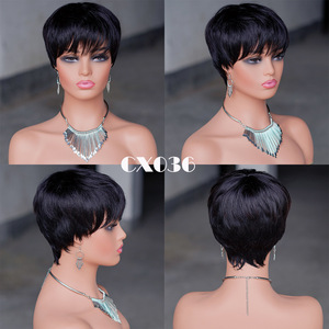 Parrucca Pixie in Capelli Umani Corti, Senza Colla, Realizzata a Macchina, 100% Capelli Umani Veri Remy, Taglio Pixie per Donne di Colore - Product Image 5