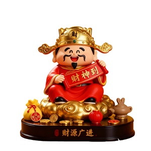 Statuetta Personalizzata del Dio della Prosperità e della Ricchezza - Ornamento Rosso e Oro, Ideale per Casa e Ufficio, Feng Shui per Attirare la Fortuna - Product Image 1