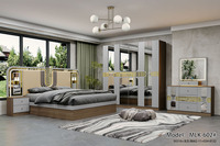 Ensembles de chambre à coucher complets turcs, lit king size, tête de lit simple et légère, cadre en bois, ensemble de meubles de chambre à coucher modernes et économiques