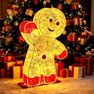 Gingerbread Decorative <b>Light</b> Cookie Christmas <b>Light</b> for Whimsical <b>Holiday</b> Landscape Design and Seasonal Character Displays - Product Image 1