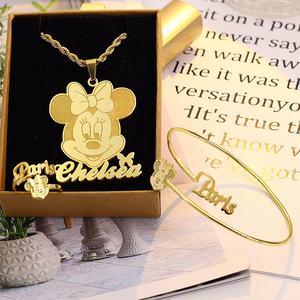 Joias personalizadas de minnie, conjunto de joias de personagem, colares de anel, pulseira personalizada, nome e colar, dropshipping - Product Image 5
