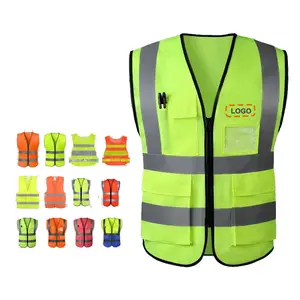Hi Vis reflective safety vest custom polyester reflective safety clothing