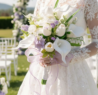 Bouquet de fleurs artificielles fait main pour mariée, imitant les tulipes et les lys, en PE, longue durée, pour mariage