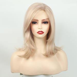 Nouvelles perruques de longueur moyenne pour femmes pas chères perruques de couverture de tête en fibre chimique rose blonde - Product Image 6