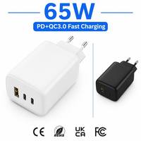 AVS 65W GaN USB-C PD 3.0 Pengisi Daya Laptop Cepat 3-Port Adaptor Dinding Tipe C USB a PPS Kompatibel iPhone Apple Samsung