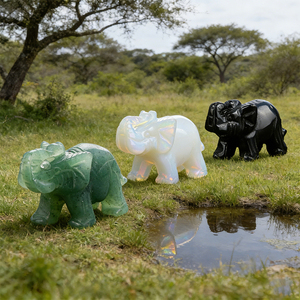 Figurine d'éléphant sculptée à la main, <span class=keywords><strong>statuette</strong></span> en cristal, pierre précieuse gravée, ornement de guérison Reiki pour la décoration de la maison et cadeau de bureau - Product Image 3