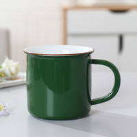 Vente en gros de tasses en porcelaine émaillée de 70 ml, 150 ml, 260 ml, 400 ml, deux couleurs, design personnalisé avec logo, tasses à lait, mug en céramique émaillée pour cadeau