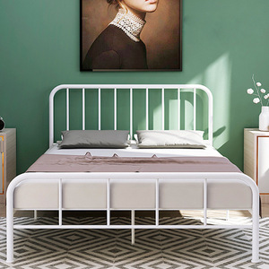 Cadre de lit en métal revêtu à un seul niveau, moderne, pour la maison, l'école ou la chambre, lit superposé en acier robuste au design épuré - Product Image 2