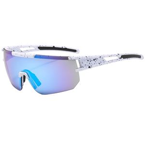 Lunettes de soleil de sport unisexes surdimensionnées coupe-vent avec logo personnalisé, verres miroir colorés UV400 pour le cyclisme, hommes et femmes - Product Image 5