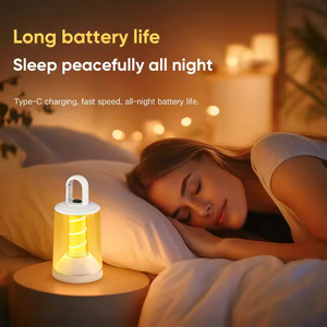 โคมไฟตั้งแคมป์ LED พร้อมแบตเตอรี่ลิเธียมแบบชาร์จ USB ไฟตั้งโต๊ะกันน้ำ IP65 2700K แสงสีขาวอุ่นหรี่แสงได้ - Product Image 2