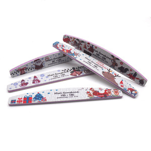 2026 Factory Wholesale Colorful Printing Christmas Festival Emery Board Custom Logo Double Side Christmas Nail File