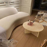 Table basse ronde en travertin de style nordique moderne pour salon, tendances Foshan